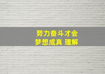 努力奋斗才会梦想成真 理解